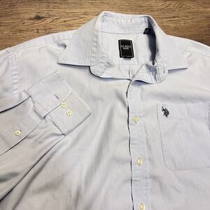 US Polo Assn Button Up Mens Medium Blue Long Sleeve Nautical Preppy Casual